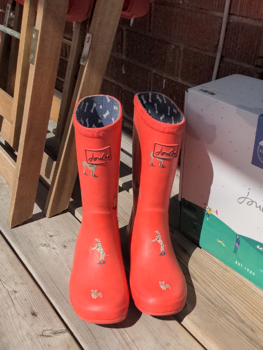 Joules Sz US2/EU33 Junior Rollup Hikedogs Print Wellies Rainboots Rubber Boots